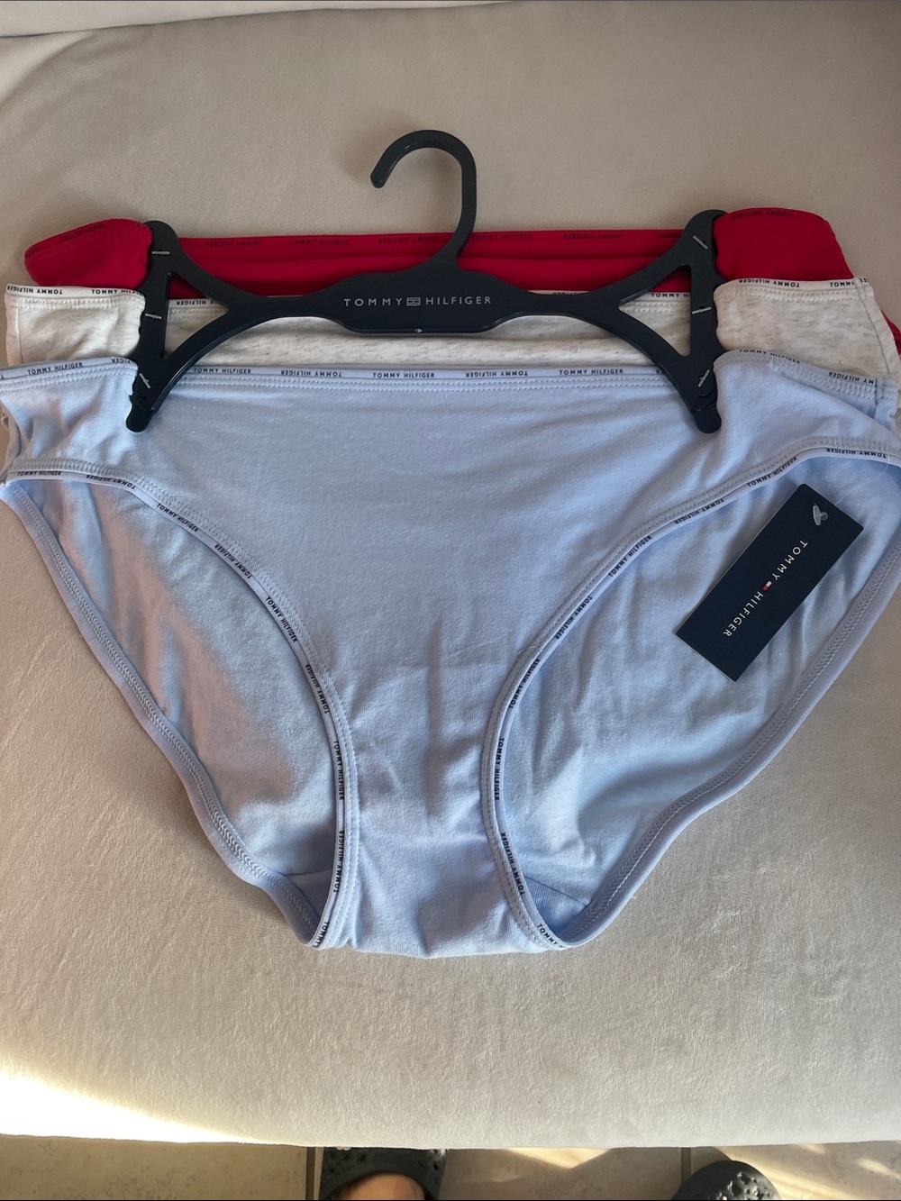 Tommy Hilfiger Light Blue, Red & beige Bikini Briefs - 3-Pack